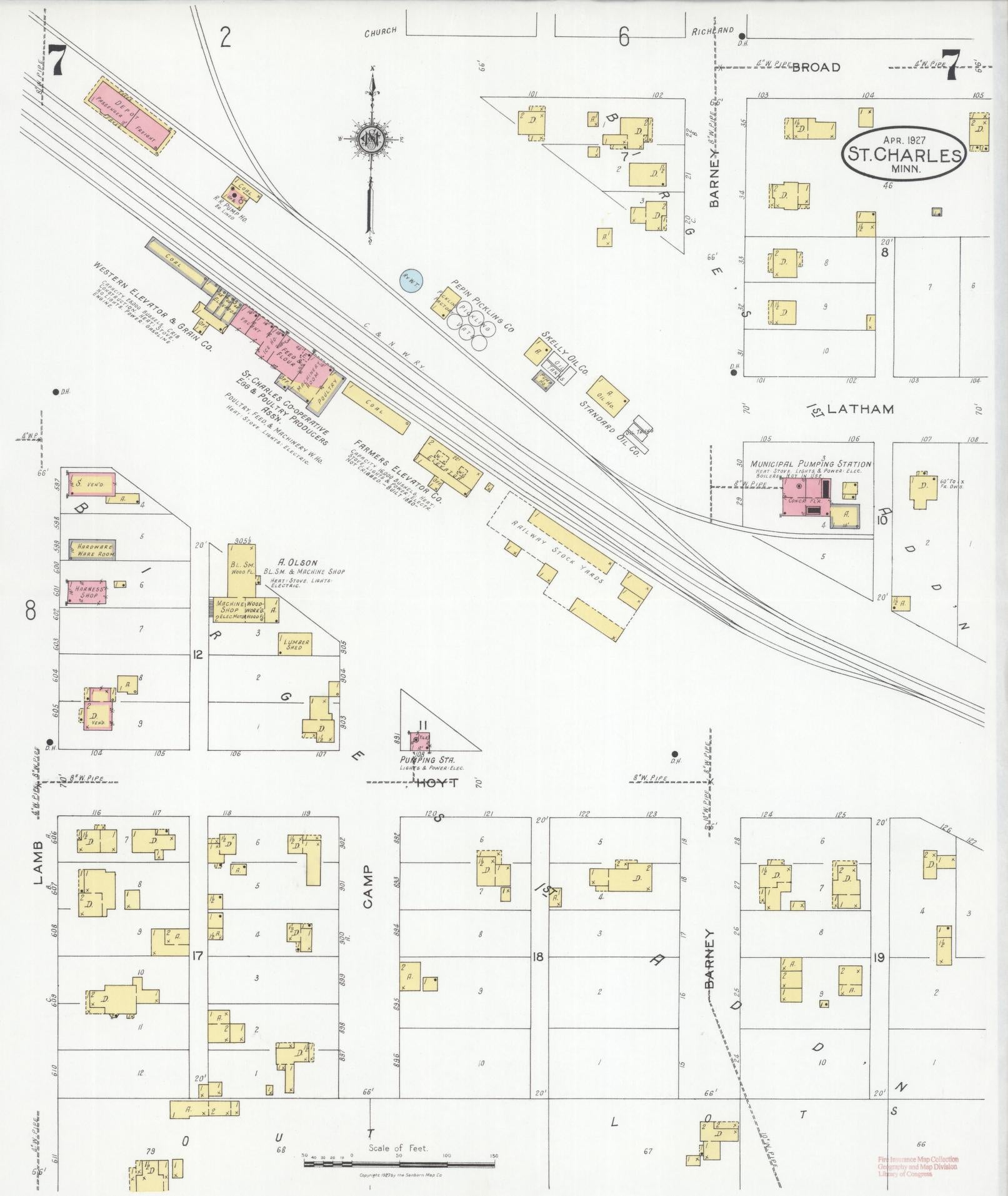 Sanborn Fire Insurance Map from Saint Charles, Winona County, Minnesota (1927), Sheet #0007 - Complete Map Set gallery image, historic Sanborn map, vintage wall art, Minnesota Minnesota
