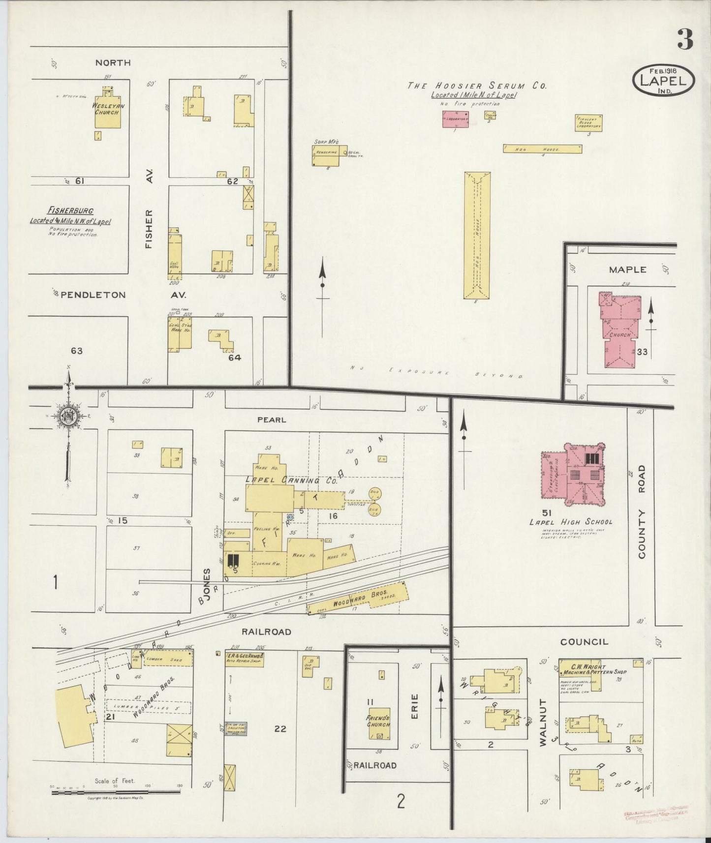 Sanborn Fire Insurance Map from Lapel, Madison County, Indiana (1918), Sheet #0003 - Complete Map Set gallery image, historic Sanborn map, vintage wall art, Indiana Indiana