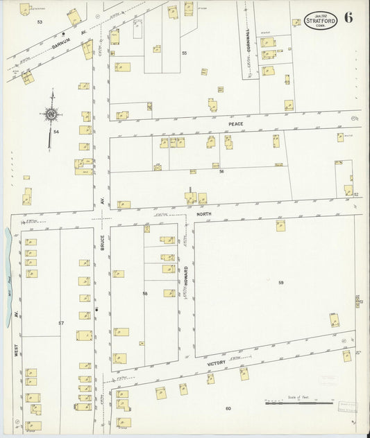 Sanborn Fire Insurance Map from Stratford, Fairfield County, Connecticut (1912), Sheet #0006 - Historic Sanborn Fire Insurance Map Print, vintage old map wall art, antique decor, genealogy gift, Connecticut Connecticut map