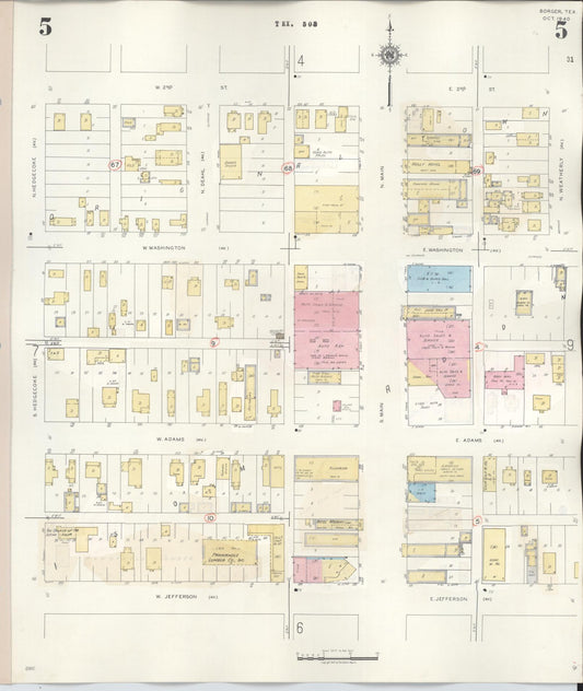 Sanborn Fire Insurance Map from Borger, Hutchinson County, Texas (1950), Sheet #0005 - Historic Sanborn Fire Insurance Map Print, vintage old map wall art, antique decor, genealogy gift, Texas Texas map