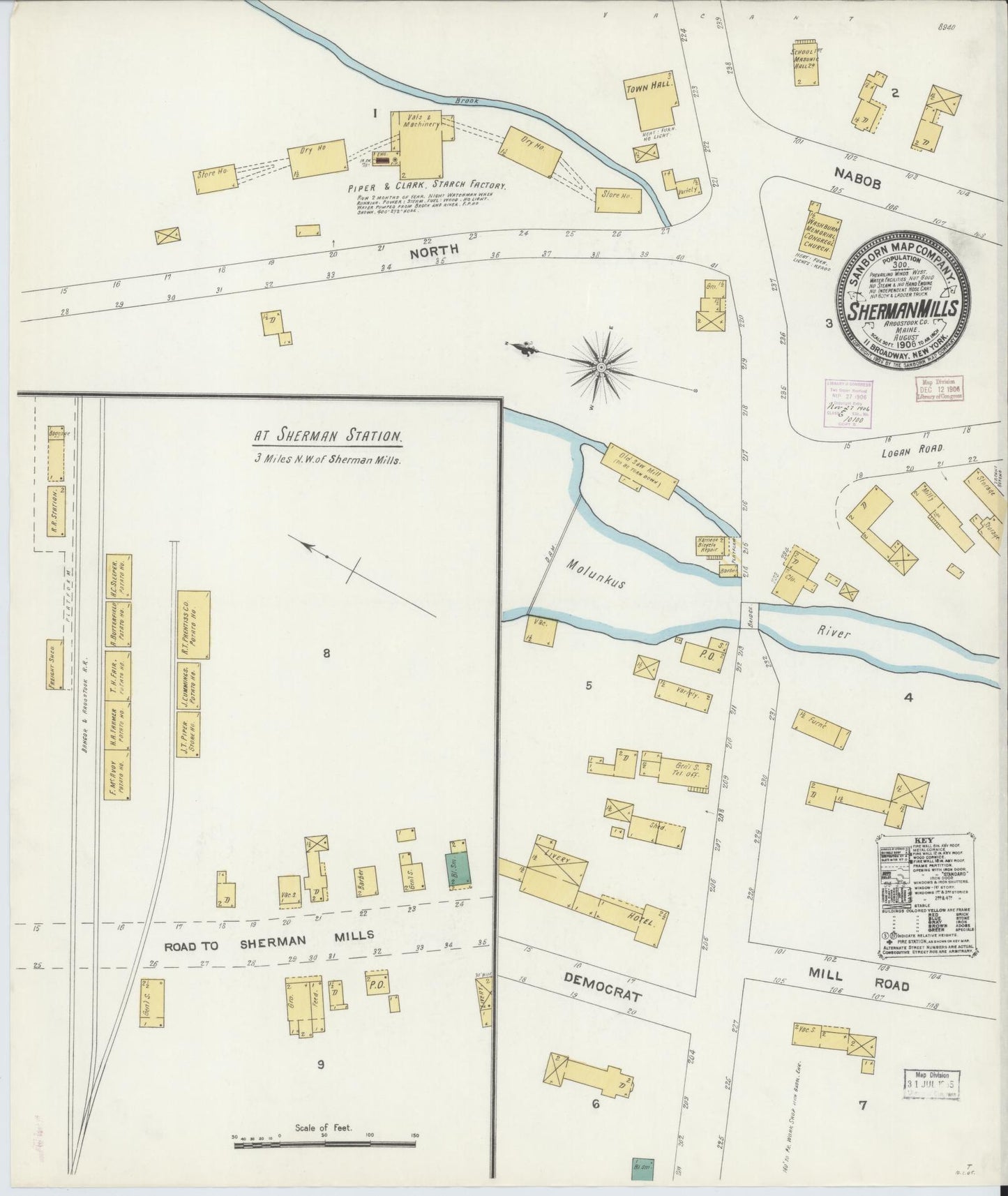 Sanborn Fire Insurance Map from Sherman, Aroostook County, Maine. (1906) – Historic Sanborn Fire Insurance Map Print