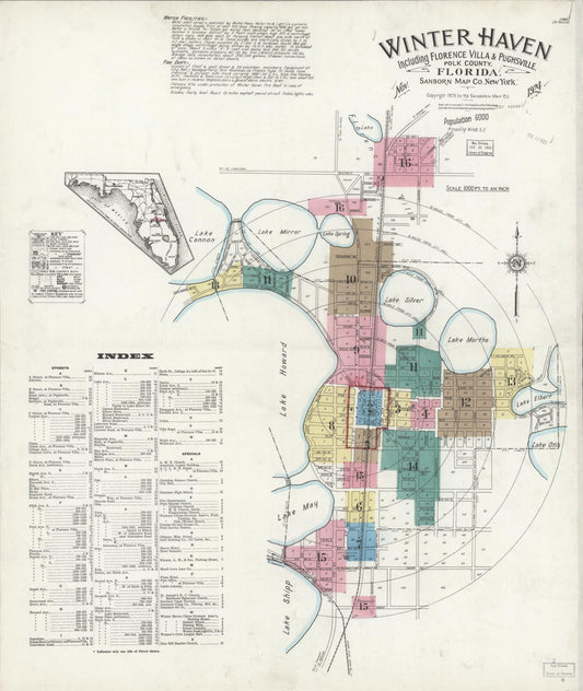 Sanborn Fire Insurance Map from Winter Haven, Polk County, Florida. (1924) – Historic Sanborn Fire Insurance Map Print