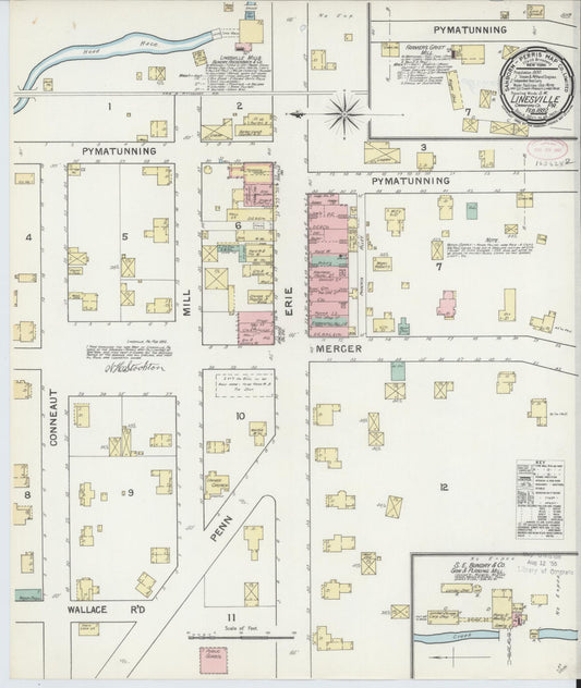 Sanborn Fire Insurance Map from Linesville, Crawford County, Pennsylvania (1892), Sheet #0001 - Historic Sanborn Fire Insurance Map Print, vintage old map wall art, antique decor, genealogy gift, Pennsylvania Pennsylvania map