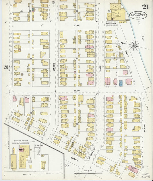 Sanborn Fire Insurance Map from Logansport, Cass County, Indiana (1906), Sheet #0021 - Historic Sanborn Fire Insurance Map Print, vintage old map wall art, antique decor, genealogy gift, Indiana Indiana map
