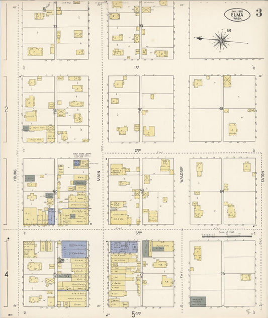 Sanborn Fire Insurance Map from Elma, Grays Harbor County, Washington (1910), Sheet #0003 - Historic Sanborn Fire Insurance Map Print, vintage old map wall art, antique decor, genealogy gift, Washington Washington map