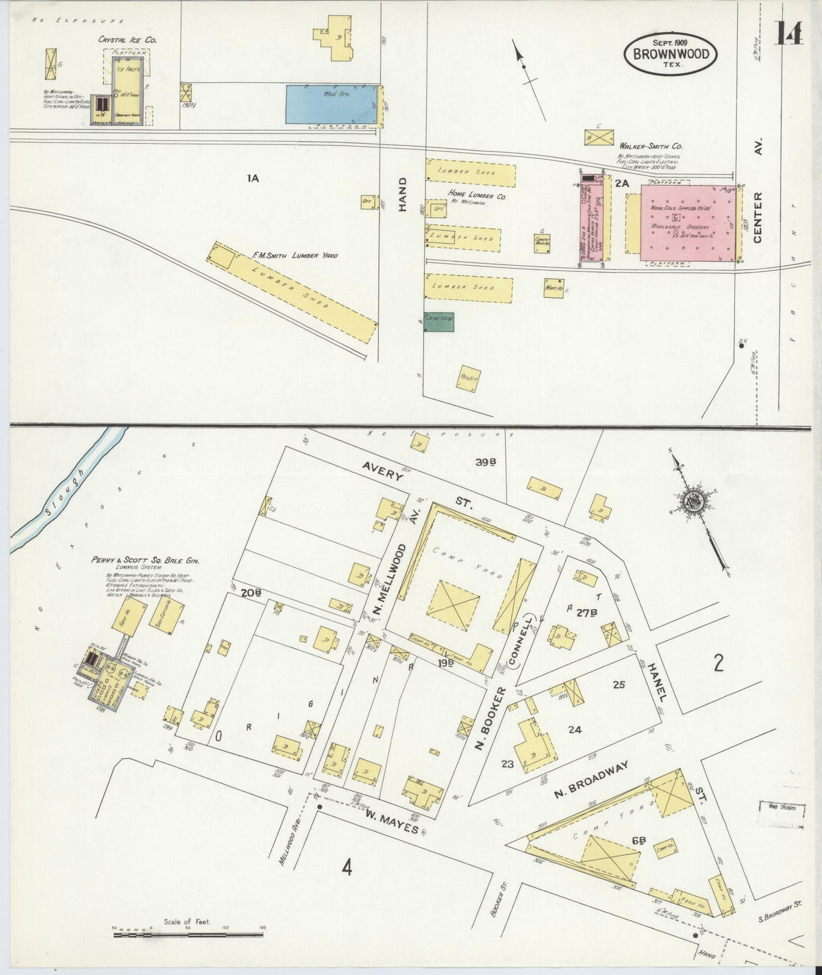 Sanborn Fire Insurance Map from Brownwood, Brown County, Texas (1909), Sheet #0014 - Complete Map Set gallery image, historic Sanborn map, vintage wall art, Texas Texas