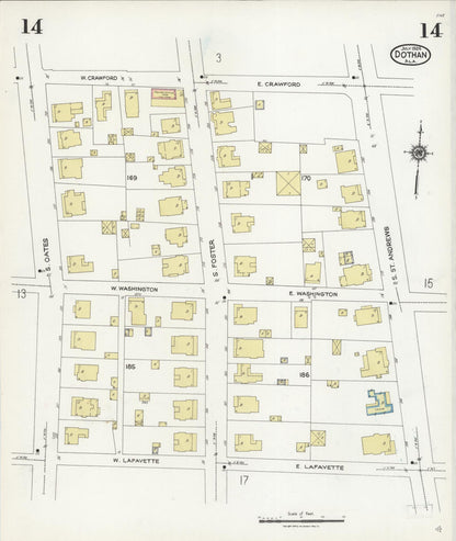 Sanborn Fire Insurance Map from Dothan, Houston County, Alabama (1924), Sheet #0014 - Complete Map Set gallery image, historic Sanborn map, vintage wall art, Alabama Alabama