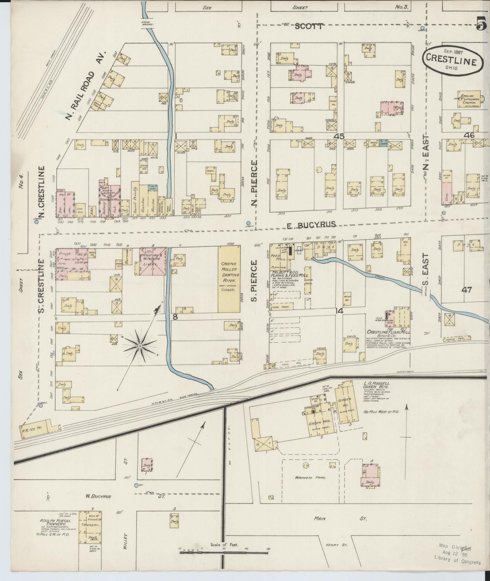 Sanborn Fire Insurance Map from Crestline, Crawford County, Ohio (1887), Sheet #0005 - Complete Map Set gallery image, historic Sanborn map, vintage wall art, Ohio Ohio