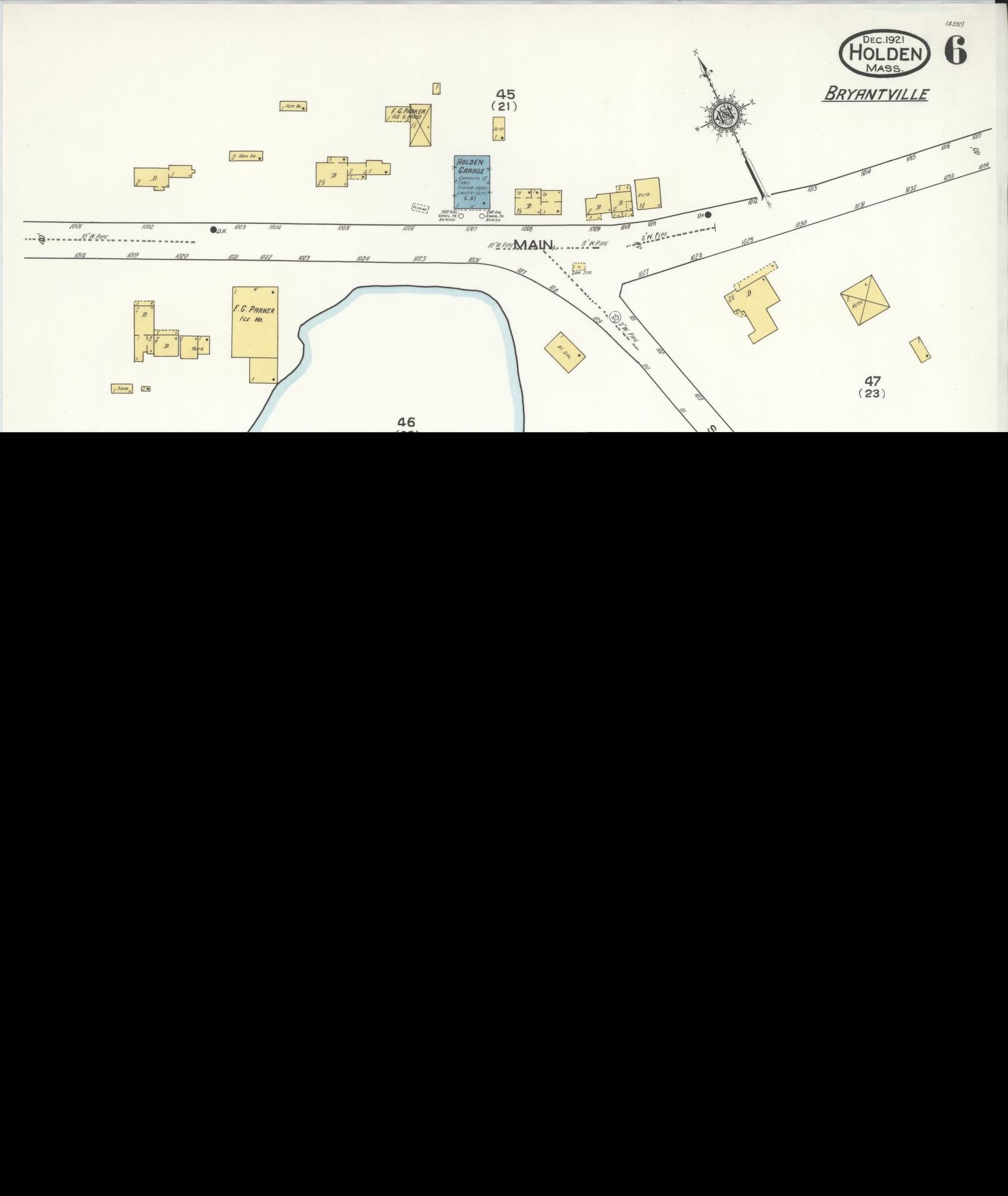 Sanborn Fire Insurance Map from Holden, Worcester County, Massachusetts (1921), Sheet #0006 - Complete Map Set gallery image, historic Sanborn map, vintage wall art, Massachusetts Massachusetts