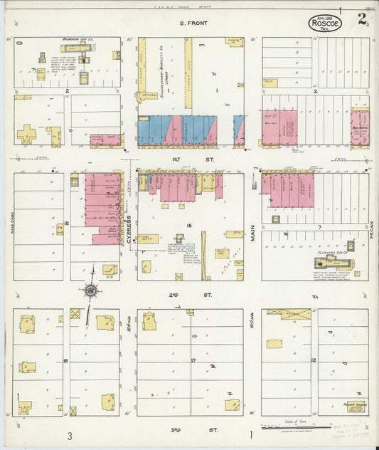 Sanborn Fire Insurance Map from Roscoe, Nolan County, Texas (1921), Sheet #0002 - Historic Sanborn Fire Insurance Map Print, vintage old map wall art, antique decor, genealogy gift, Texas Texas map