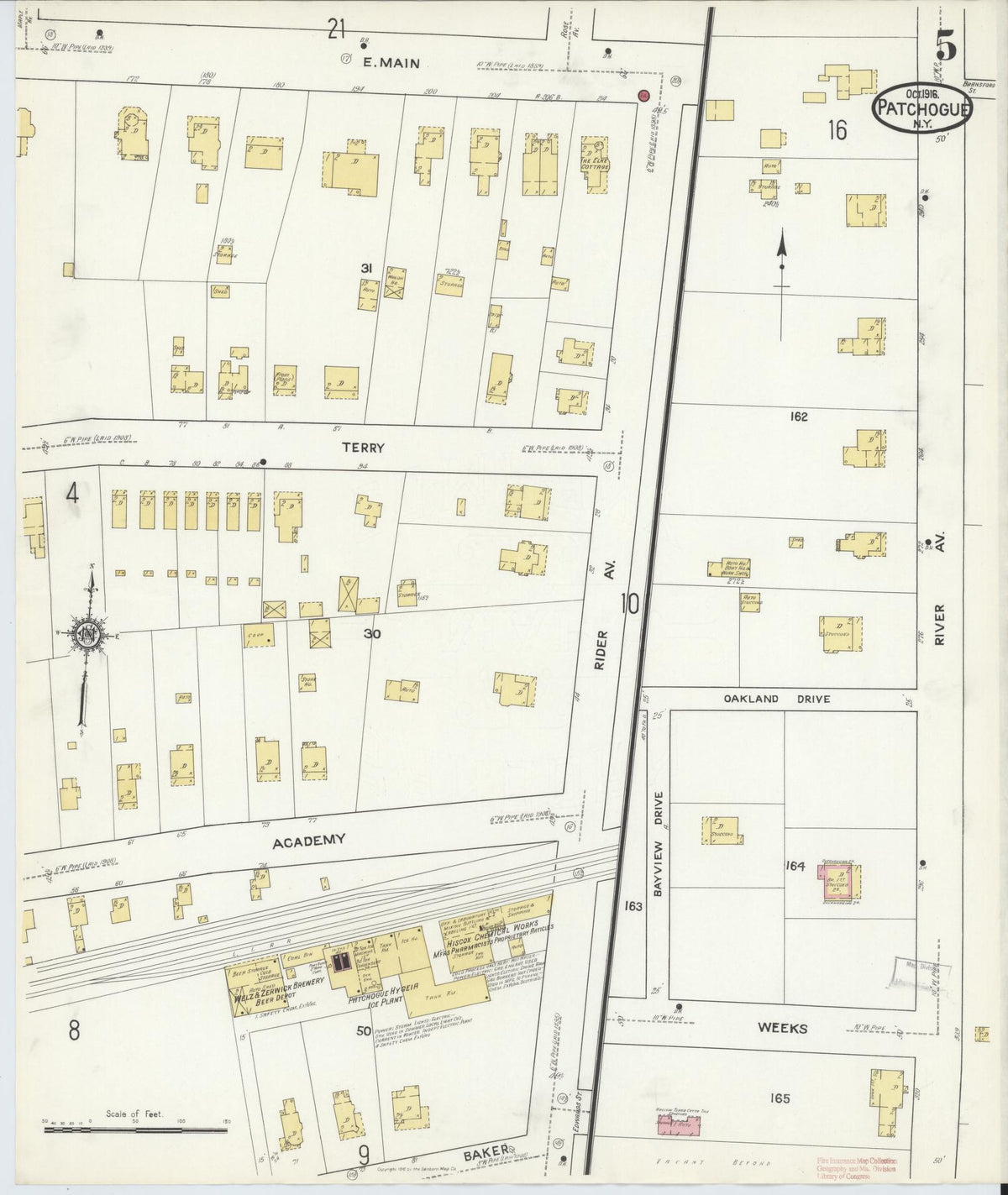 Sanborn Fire Insurance Map from Patchogue, Suffolk County, New York (1916), Sheet #0005 - Complete Map Set gallery image, historic Sanborn map, vintage wall art, New York New York