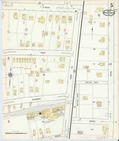 Sanborn Fire Insurance Map from Patchogue, Suffolk County, New York (1916), Sheet #0005 - Complete Map Set gallery image, historic Sanborn map, vintage wall art, New York New York
