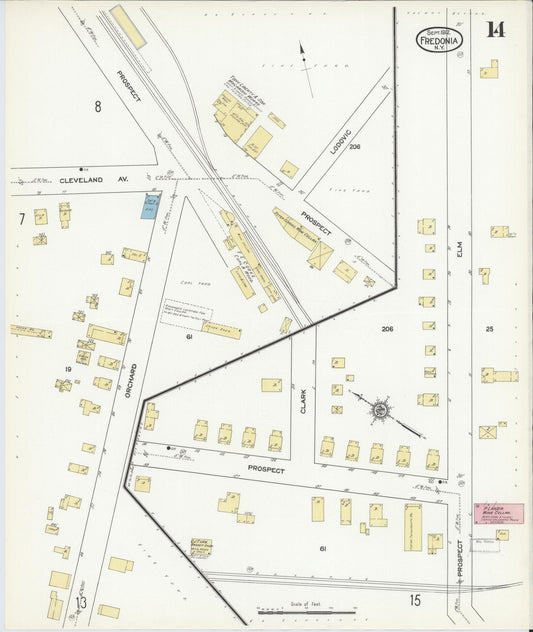 Sanborn Fire Insurance Map from Fredonia, Chautauqua County, New York (1912), Sheet #0014 - Historic Sanborn Fire Insurance Map Print, vintage old map wall art, antique decor, genealogy gift, New York New York map