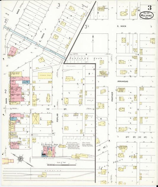 Sanborn Fire Insurance Map from Mulvane, Sumner and Sedgwick Counties, Kansas (1911), Sheet #0003 - Historic Sanborn Fire Insurance Map Print, vintage old map wall art, antique decor, genealogy gift, Kansas Kansas map