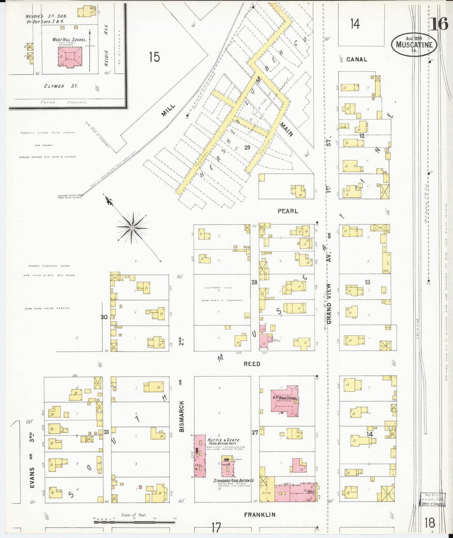 Sanborn Fire Insurance Map from Muscatine, Muscatine County, Iowa (1899), Sheet #0016 - Historic Sanborn Fire Insurance Map Print
