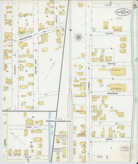 Sanborn Fire Insurance Map from Old Orchard, York County, Maine (1899), Sheet #0005 - Historic Sanborn Fire Insurance Map Print, vintage old map wall art, antique decor, genealogy gift, Maine Maine map