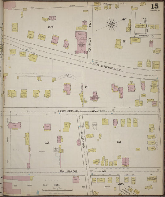 Sanborn Fire Insurance Map from Yonkers, Westchester County, New York (1886), Sheet #0015 - Historic Sanborn Fire Insurance Map Print, vintage old map wall art, antique decor, genealogy gift, New York New York map