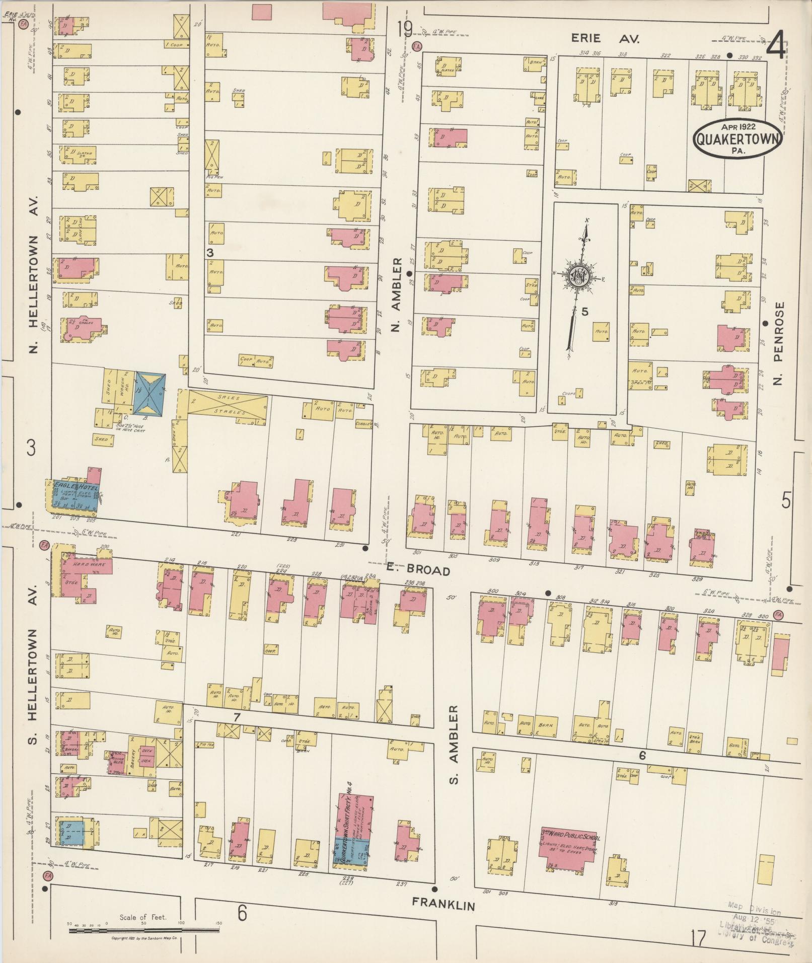 Sanborn Fire Insurance Map from Quakertown, Bucks County, Pennsylvania (1922), Sheet #0004 - Complete Map Set gallery image, historic Sanborn map, vintage wall art, Pennsylvania Pennsylvania