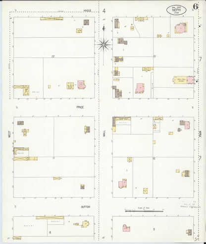 Sanborn Fire Insurance Map from Nephi, Juab County, Utah (1908), Sheet #0006 - Complete Map Set gallery image, historic Sanborn map, vintage wall art, Utah Utah