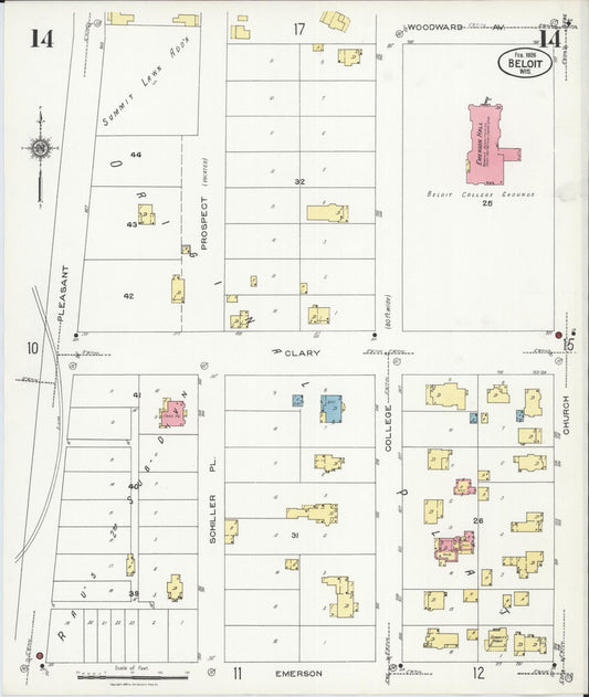Sanborn Fire Insurance Map from Beloit, Rock County, Wisconsin (1926), Sheet #0014 - Historic Sanborn Fire Insurance Map Print, vintage old map wall art, antique decor, genealogy gift, Wisconsin Wisconsin map