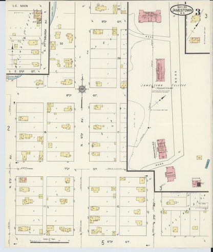 Sanborn Fire Insurance Map from Jamestown, Stutsman County, North Dakota (1913), Sheet #0003 - Complete Map Set gallery image, historic Sanborn map, vintage wall art, North Dakota North Dakota