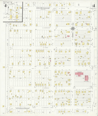 Sanborn Fire Insurance Map from Marlow, Stephens County, Oklahoma (1933), Sheet #0004 - Complete Map Set gallery image, historic Sanborn map, vintage wall art, Oklahoma Oklahoma