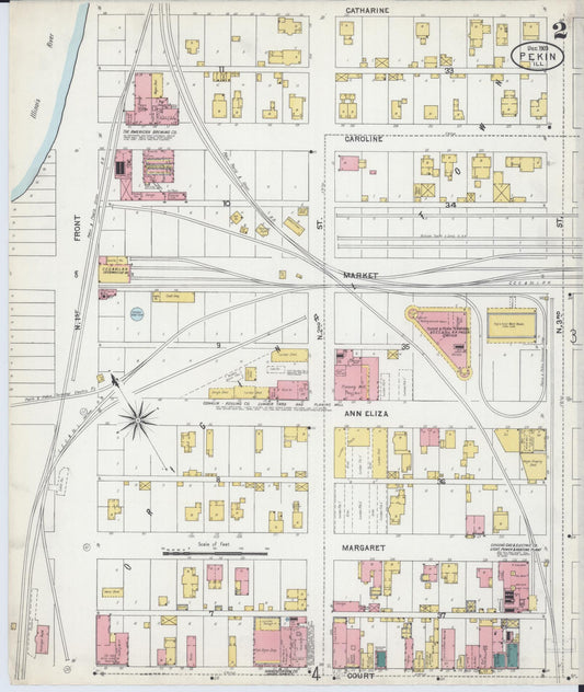 Sanborn Fire Insurance Map from Pekin, Tazewell County, Illinois (1903), Sheet #0002 - Historic Sanborn Fire Insurance Map Print, vintage old map wall art, antique decor, genealogy gift, Illinois Illinois map