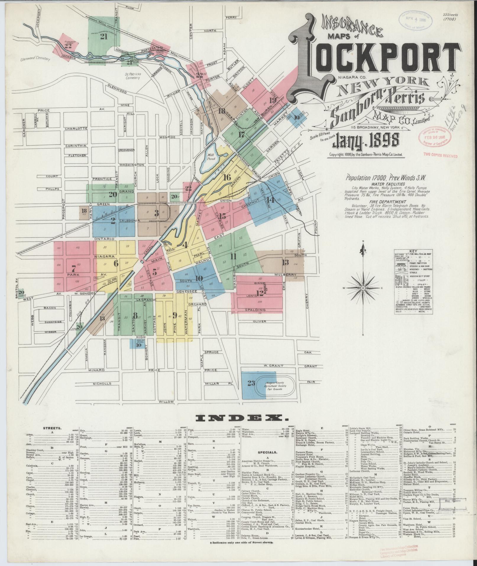Sanborn Fire Insurance Map from Lockport, Niagara County, New York. (1898) – Historic Sanborn Fire Insurance Map Print