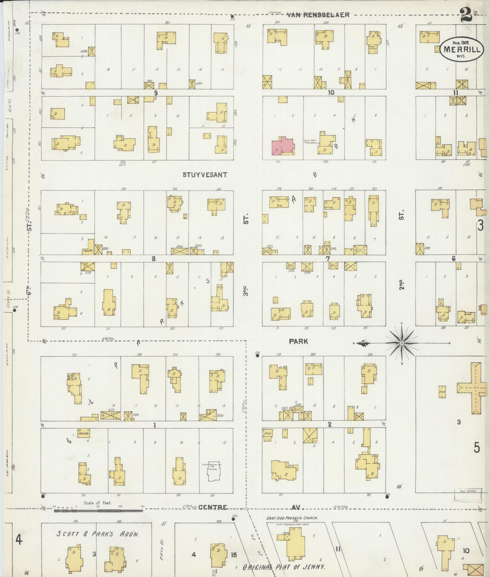 Sanborn Fire Insurance Map from Merrill, Lincoln County, Wisconsin (1902), Sheet #0002 - Complete Map Set gallery image, historic Sanborn map, vintage wall art, Wisconsin Wisconsin