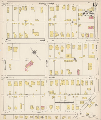 Sanborn Fire Insurance Map from Frostburg, Allegany County, Maryland (1922), Sheet #0013 - Complete Map Set gallery image, historic Sanborn map, vintage wall art, Maryland Maryland