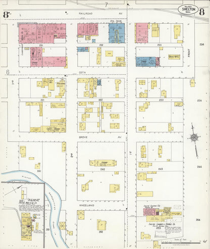 Sanborn Fire Insurance Map from Shelton, Mason County, Washington (1923), Sheet #0008 - Complete Map Set gallery image, historic Sanborn map, vintage wall art, Washington Washington