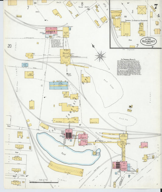 Sanborn Fire Insurance Map from Red Jacket, Houghton County, Michigan (1900), Sheet #0007 - Historic Sanborn Fire Insurance Map Print, vintage old map wall art, antique decor, genealogy gift, Michigan Michigan map
