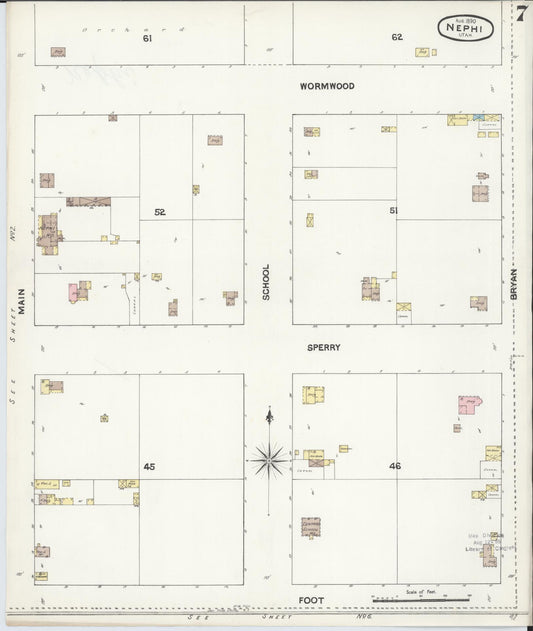 Sanborn Fire Insurance Map from Nephi, Juab County, Utah (1890), Sheet #0007 - Historic Sanborn Fire Insurance Map Print, vintage old map wall art, antique decor, genealogy gift, Utah Utah map