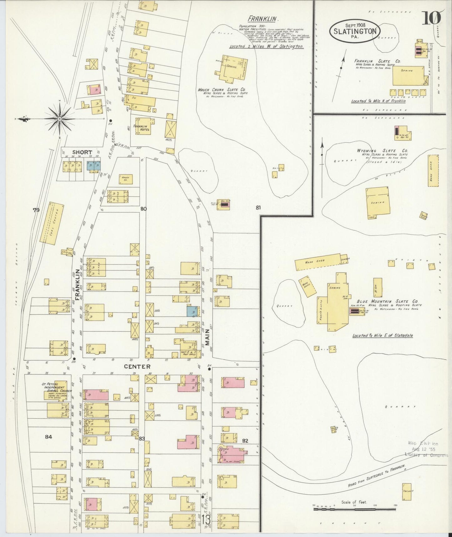Sanborn Fire Insurance Map from Slatington, Lehigh County, Pennsylvania (1908), Sheet #0010 - Historic Sanborn Fire Insurance Map Print, vintage old map wall art, antique decor, genealogy gift, Pennsylvania Pennsylvania map