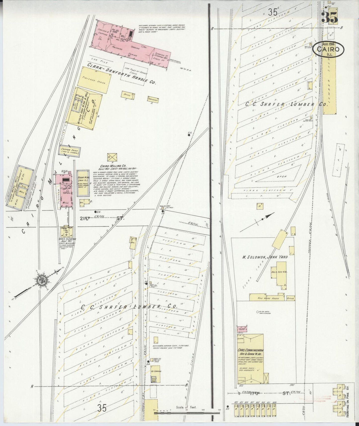 Sanborn Fire Insurance Map from Cairo, Alexander County, Illinois (1914), Sheet #0035 - Complete Map Set gallery image, historic Sanborn map, vintage wall art, Illinois Illinois