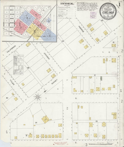 Sanborn Fire Insurance Map from Coalinga, Fresno County, California (1905), Sheet #0001 - Historic Sanborn Fire Insurance Map Print, vintage old map wall art, antique decor, genealogy gift, California California map