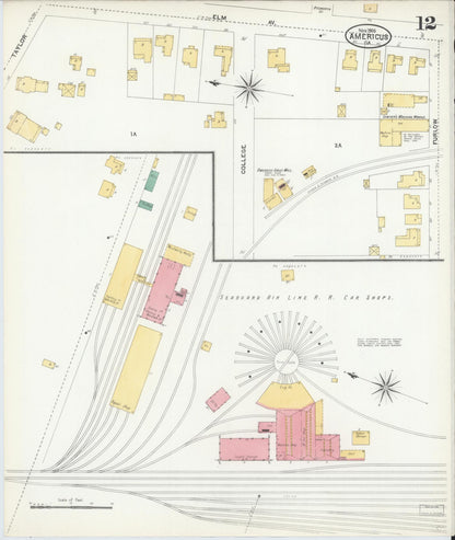 Sanborn Fire Insurance Map from Americus, Sumter County, Georgia (1905), Sheet #0012 - Complete Map Set gallery image, historic Sanborn map, vintage wall art, Georgia Georgia