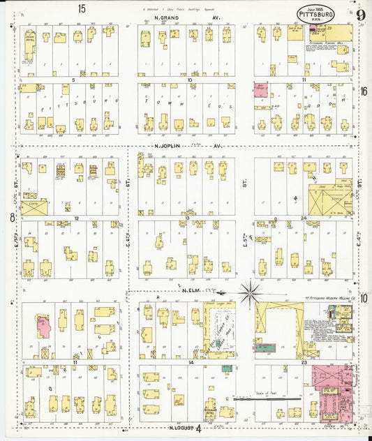 Sanborn Fire Insurance Map from Pittsburg, Crawford County, Kansas (1905), Sheet #0009 - Historic Sanborn Fire Insurance Map Print, vintage old map wall art, antique decor, genealogy gift, Kansas Kansas map