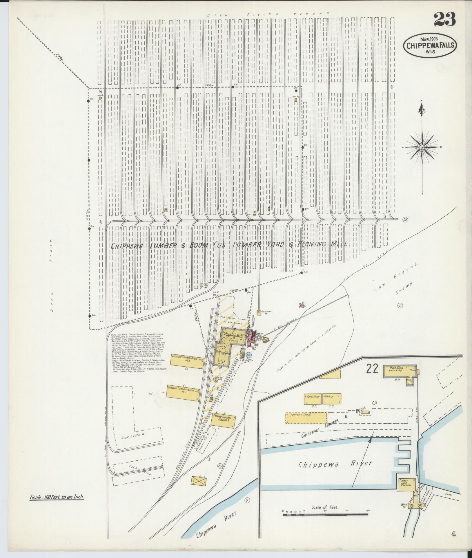 Sanborn Fire Insurance Map from Chippewa Falls, Chippewa County, Wisconsin (1903), Sheet #0023 - Complete Map Set gallery image, historic Sanborn map, vintage wall art, Wisconsin Wisconsin