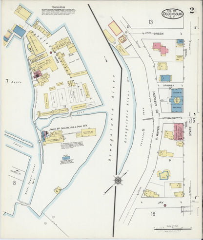 Sanborn Fire Insurance Map from Ogdensburg, St. Lawrence County, New York (1918), Sheet #0002 - Complete Map Set gallery image, historic Sanborn map, vintage wall art, New York New York