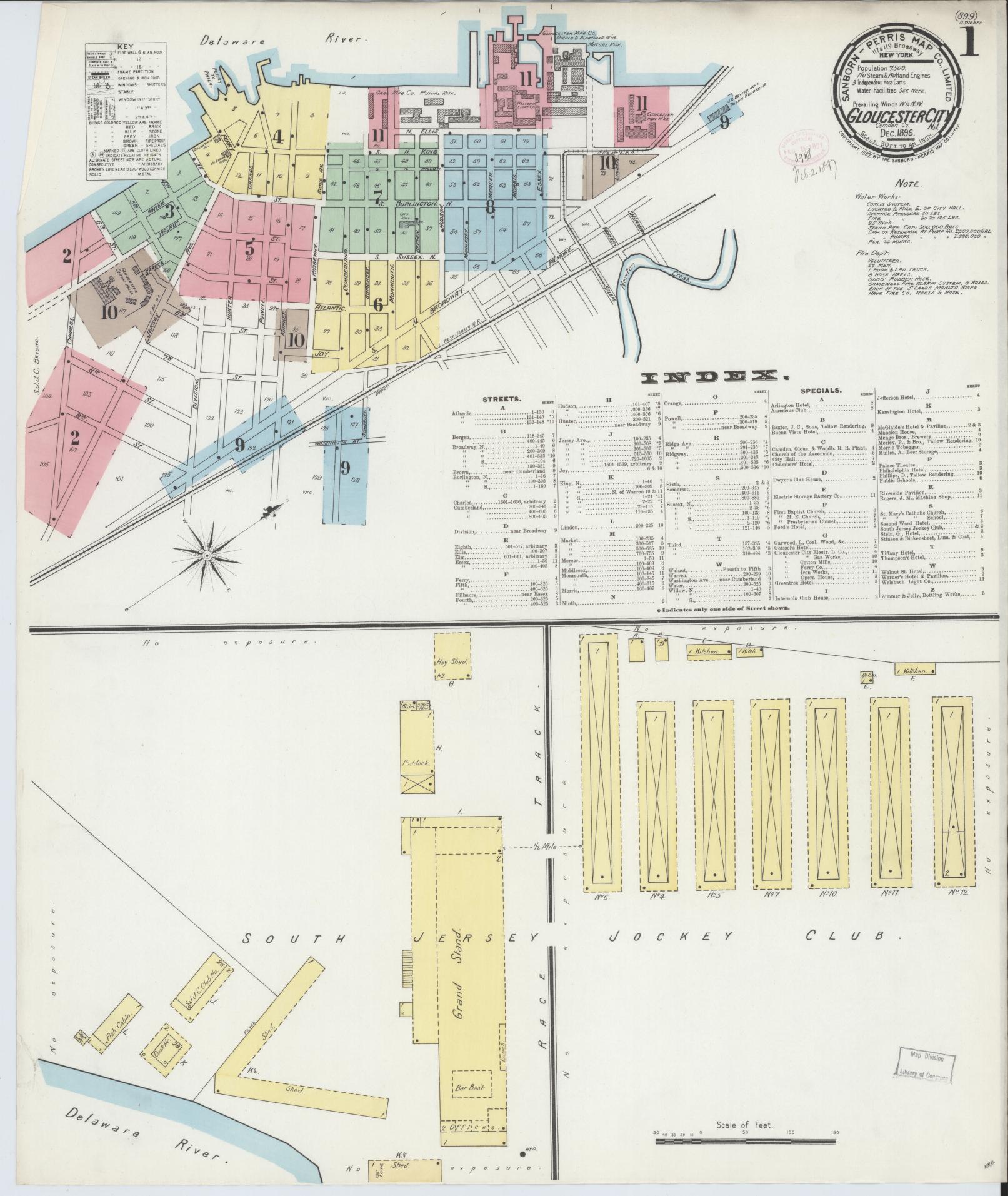 Sanborn Fire Insurance Map from Gloucester City, Camden County, New Jersey. (1896) – Historic Sanborn Fire Insurance Map Print
