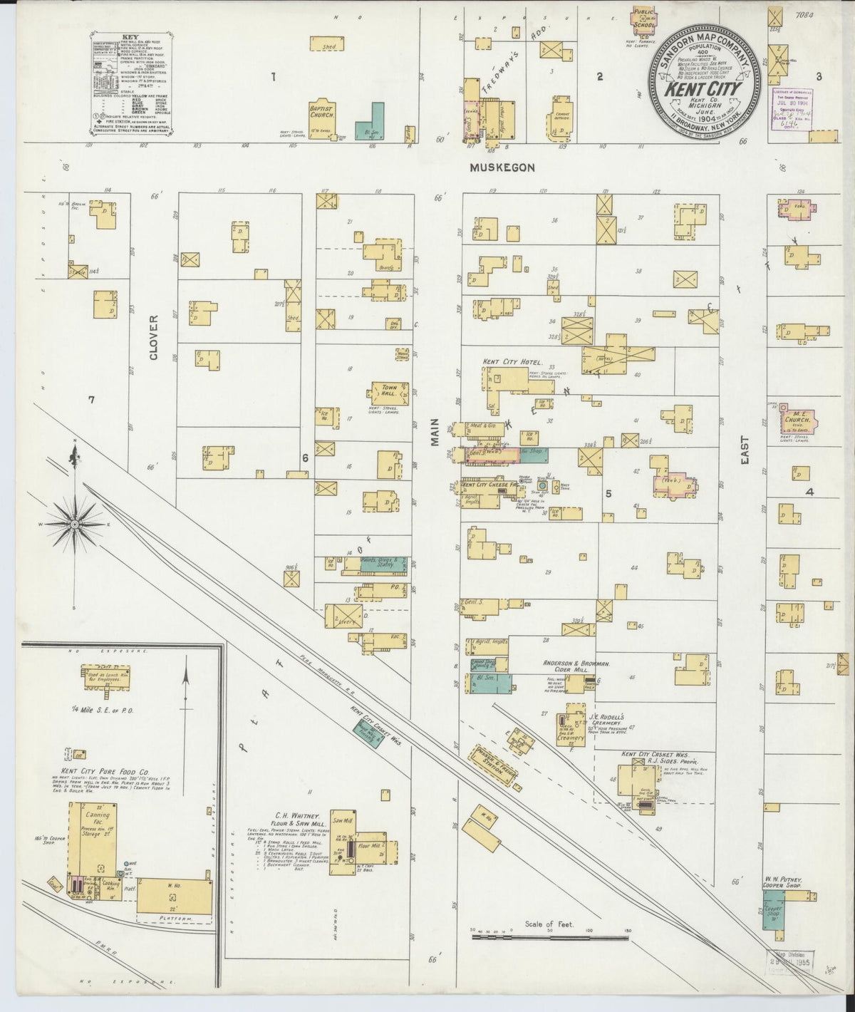 Sanborn Fire Insurance Map from Kent City, Kent County, Michigan (1904), Sheet #0001 - Historic Sanborn Fire Insurance Map Print, vintage old map wall art, antique decor, genealogy gift, Michigan Michigan map