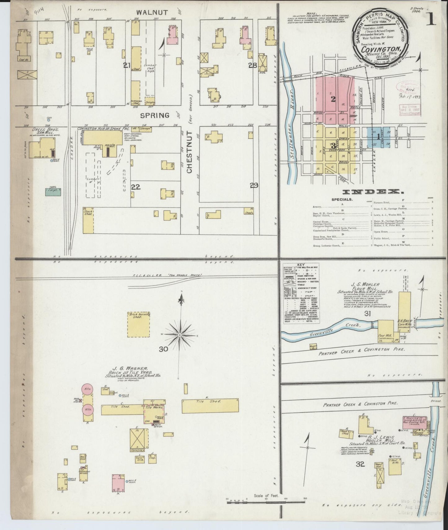 Sanborn Fire Insurance Map from Covington, Miami County, Ohio (1892), Sheet #0001 - Historic Sanborn Fire Insurance Map Print, vintage old map wall art, antique decor, genealogy gift, Ohio Ohio map
