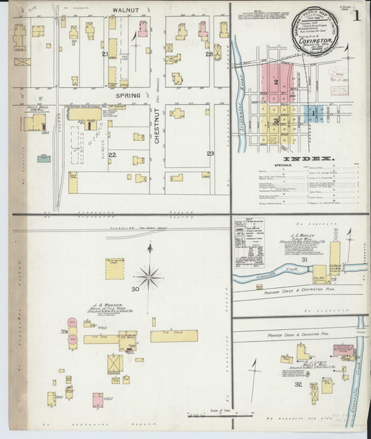 Sanborn Fire Insurance Map from Covington, Miami County, Ohio (1892), Sheet #0001 - Historic Sanborn Fire Insurance Map Print, vintage old map wall art, antique decor, genealogy gift, Ohio Ohio map