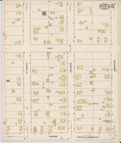 Sanborn Fire Insurance Map from Decatur, Van Buren County, Michigan (1922), Sheet #0005 - Complete Map Set gallery image, historic Sanborn map, vintage wall art, Michigan Michigan