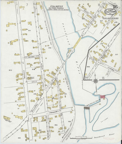 Sanborn Fire Insurance Map from Old Town, Penobscot County, Maine (1921), Sheet #0016 - Complete Map Set gallery image, historic Sanborn map, vintage wall art, Maine Maine