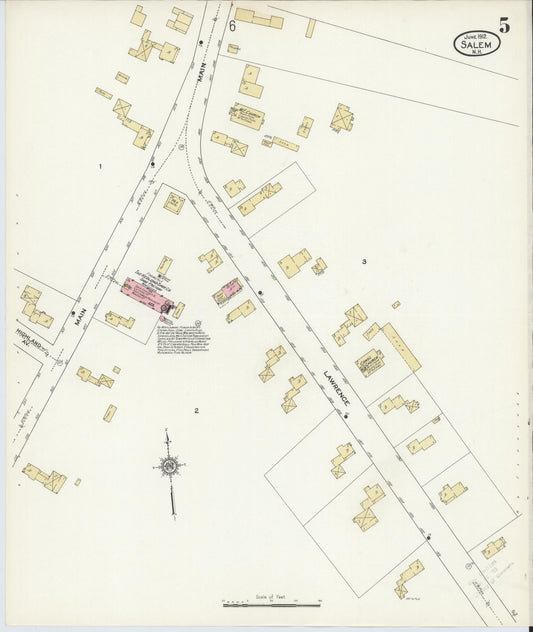 Sanborn Fire Insurance Map from Salem, Rockingham County, New Hampshire (1912), Sheet #0005 - Historic Sanborn Fire Insurance Map Print, vintage old map wall art, antique decor, genealogy gift, New Hampshire New Hampshire map