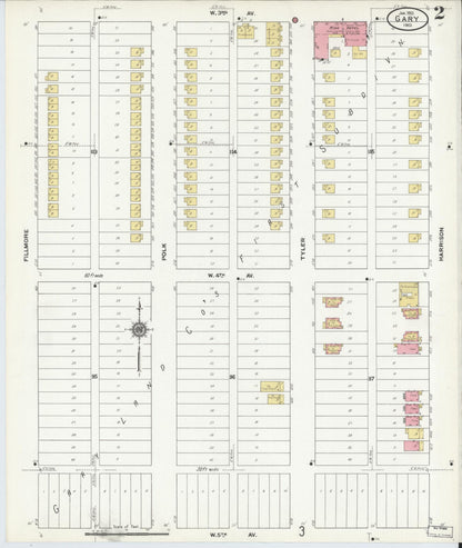Sanborn Fire Insurance Map from Gary, Lake County, Indiana (1911), Sheet #0002 - Historic Sanborn Fire Insurance Map Print, vintage old map wall art, antique decor, genealogy gift, Indiana Indiana map