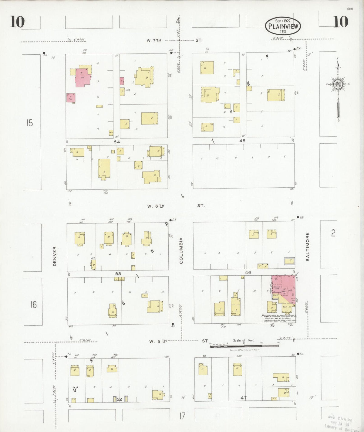 Sanborn Fire Insurance Map from Plainview, Hale County, Texas (1927), Sheet #0010 - Complete Map Set gallery image, historic Sanborn map, vintage wall art, Texas Texas