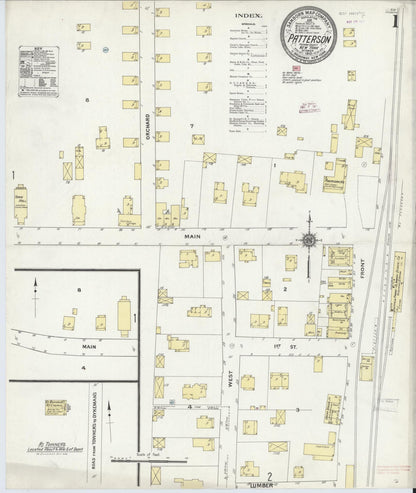 Sanborn Fire Insurance Map from Patterson, Putnam County, New York (1910), Sheet #0001 - Complete Map Set gallery image, historic Sanborn map, vintage wall art, New York New York